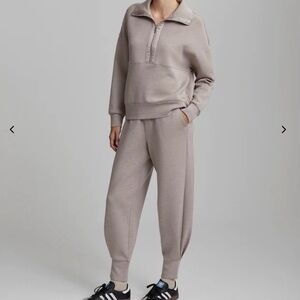 Varley Set- Taupe Marl Small Keller half-zip and slim cuff pant